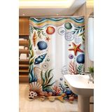 EVPANYA Banyo Perdesi, Deniz Tabanı Canlıları Desenli Duş Perdesi, Küvet Perdesi 175x200cm