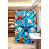 EVPANYA Banyo Perdesi, Deniz Yıldızları Desenli Duş Perdesi, Küvet Perdesi 175x200cm