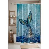 EVPANYA Banyo Perdesi, Denizdeki Deniz Kızı Desenli Duş Perdesi, Küvet Perdesi 175x200cm
