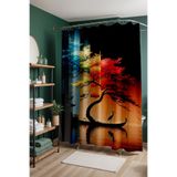 EVPANYA Banyo Perdesi, Dört Mevsim Gecişi Desenli Duş Perdesi, Küvet Perdesi 175x200cm