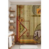 EVPANYA Banyo Perdesi, Etnik Soyut İnsan ve Fil Desenli Duş Perdesi, Küvet Perdesi 175x200cm