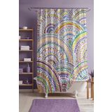 EVPANYA Banyo Perdesi, Etnik Suluboya Gökkuşakları Desenli Duş Perdesi, Küvet Perdesi 175x200cm