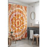 EVPANYA Banyo Perdesi, Etnik Turuncu Güneş Desenli Duş Perdesi, Küvet Perdesi 175x200cm