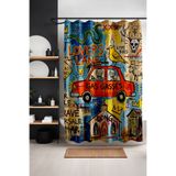 EVPANYA Banyo Perdesi, Gasses Desenli Duş Perdesi, Küvet Perdesi 175x200cm