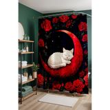 EVPANYA Banyo Perdesi, Gece Gülü Desenli Duş Perdesi, Küvet Perdesi 175x200cm