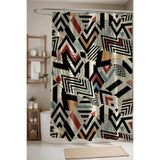 EVPANYA Banyo Perdesi, Geometrik Daireler Desenli Duş Perdesi, Küvet Perdesi 175x200cm