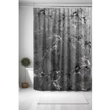 EVPANYA Banyo Perdesi, Gri Koyu Çatlak Mermer Desen Desenli Duş Perdesi, Küvet Perdesi 175x200cm