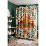 EVPANYA Banyo Perdesi, Güneşin Doğuşu Desenli Duş Perdesi, Küvet Perdesi 175x200cm