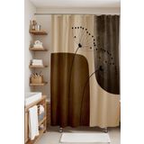 EVPANYA Banyo Perdesi, Kahverengi Karahindibağlar Desenli Duş Perdesi, Küvet Perdesi 175x200cm