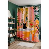 EVPANYA Banyo Perdesi, Kara Kedi Banyosu Desenli Duş Perdesi, Küvet Perdesi 175x200cm