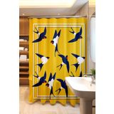 EVPANYA Banyo Perdesi, Kırlangıçlar Desenli Duş Perdesi, Küvet Perdesi 175x200cm