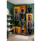 EVPANYA Banyo Perdesi, Köpek Çeşitliği Desenli Duş Perdesi, Küvet Perdesi 175x200cm