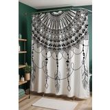 EVPANYA Banyo Perdesi, Mandala Siyah Beyaz Desenli Duş Perdesi, Küvet Perdesi 175x200cm
