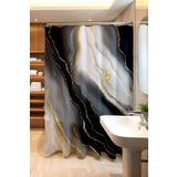 EVPANYA Banyo Perdesi, Mermer Altın Karışımı Desenli Duş Perdesi, Küvet Perdesi 175x200cm
