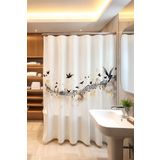 EVPANYA Banyo Perdesi, Notadaki Kuşlar Desenli Duş Perdesi, Küvet Perdesi 175x200cm