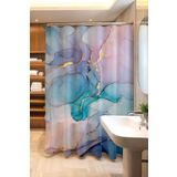 EVPANYA Banyo Perdesi, Opal Altın Karışımı Desenli Duş Perdesi, Küvet Perdesi 175x200cm