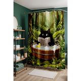 EVPANYA Banyo Perdesi, Ormandaki Banyo Keyfi Desenli Duş Perdesi, Küvet Perdesi 175x200cm