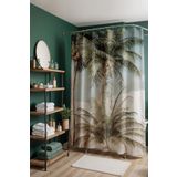 EVPANYA Banyo Perdesi, Palmiye Ağaçlı Nehir Desenli Duş Perdesi, Küvet Perdesi 175x200cm