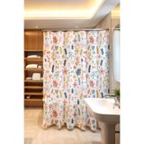 EVPANYA Banyo Perdesi, Renkli Çiçek Bahçesi Desenli Duş Perdesi, Küvet Perdesi 175x200cm