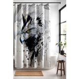 EVPANYA Banyo Perdesi, Sert Bakışlı Kartal Desenli Duş Perdesi, Küvet Perdesi 175x200cm