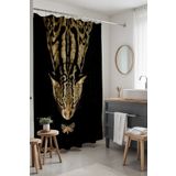 EVPANYA Banyo Perdesi, Siyah Kedi Ve Kelebek Desenli Duş Perdesi, Küvet Perdesi 175x200cm