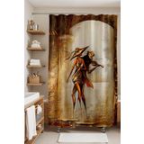 EVPANYA Banyo Perdesi, Siyah Kemancı Lady Desenli Duş Perdesi, Küvet Perdesi 175x200cm