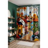 EVPANYA Banyo Perdesi, Sonbahar Sokağı Desenli Duş Perdesi, Küvet Perdesi 175x200cm
