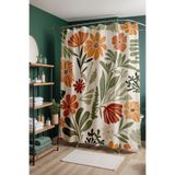 EVPANYA Banyo Perdesi, Turuncu Bahar Desenli Duş Perdesi, Küvet Perdesi 175x200cm