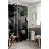EVPANYA Banyo Perdesi, Yeşil Gri Spa Taşları Desenli Duş Perdesi, Küvet Perdesi 175x200cm