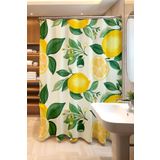 EVPANYA Banyo Perdesi, Yeşil Limon Dalları Desenli Duş Perdesi, Küvet Perdesi 175x200cm