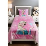EVPANYA Kar Kristallı Pembe Elsa Desenli Pike Seti (160x230cm)