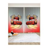EVPANYA Kırmızı Mcqueen Desenli Çocuk & Bebek Odası Fon Perde