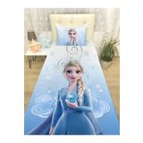 EVPANYA Mavi Elsa Desenli Yatak Örtüsü Ve Yastık Kılıfı