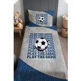 EVPANYA Mavi Gri Futbol Ligi Desenli Yatak Örtüsü ve Yastık Kılıfı