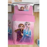 EVPANYA Pembe Elsa Ve Anna Desenli Tek Kişilik Bebek Çocuk Nevresim Takımı