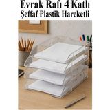 Evrak Rafı 4 Lü Şeffaf Masaüstü 1 Paket Plastik Evrak Rafı Masa Üstü Şeffaf Hareketli A4 Do - Çok Renkli