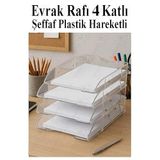 Evrak Rafı 4 Lü Şeffaf Masaüstü 1 Paket Plastik Evrak Rafı Masa Üstü Şeffaf Hareketli A4 Dosya Düzenliyici Kağıt Tepsisi