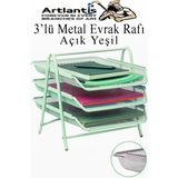 Evrak Rafı Metal 3 Lü Yeşil 1 Paket Masaüstü A4 Dosya Düzenleyici Kağıt Tepsisi Metal Çelik Fileli Üç Katlı Hareketli - Açık Yeşil - 3 Katlı - Standart