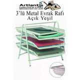 Evrak Rafı Metal 3 Lü Yeşil 1 Paket Masaüstü A4 Dosya Düzenleyici Kağıt Tepsisi Metal Çelik Fileli Üç Katlı Hareketli