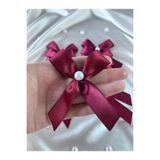 EvremStore 10 Adet 20mm İncili Bordo Kurdele Fiyonk - Bohça, Koli ve Hediye Paketi Süsleme Aksesuarı