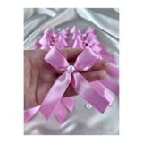 EvremStore 10 Adet 20mm İncili Pembe Kurdele Fiyonk - Bohça, Koli ve Hediye Paketi Süsleme Aksesuarı