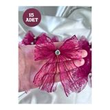 EvremStore 15 Adet Bordo Dantel Kristal Taşlı Fiyonk 7x8 cm El Yapımı Çeyiz Kutusu Süsü Hediyelik Süsleme Nikah Nişan Kına