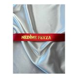 EvremStore 3 Adet Kişiye Özel Nedime Kurdelesi - Kırmızı Üzeri Gold 50x3 cm