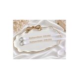 EvremStore Kişiye Özel Söz Nişan Yüzük Kurdelesi İsim ve Tarih Gold Baskılı Beyaz Grogren 1 cm