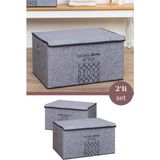 Evren 2 Adet Keçe Kapaklı Mega Plus Hurç, Yastık Kıyafet Çamaşır Dolap Içi Düzenleyici Kutu - Gri - 41 x 57 x 31 cm