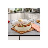 Evren 22 Cm Cream Ezme Seri Basık Tencere, Non-Stick Pilav Karnıyarık Tenceresi 2 Lt (Çelik Kulp)