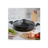 Evren 32 Cm Gold Stone Ezme Seri Basık Tencere, Non-stick Pilav Karnıyarık Tencere 4,7 Lt (BAKALİT KULPLU)