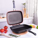 Evren 36 cm Gold Stone Ikiz Grill Tava, Çift Taraflı Izgara Grill Pan