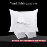 Evren Beyaz Fermuarlı Yastık Kılıfı - Kırmızı
