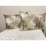 Evren Ev Tekstil Evren Tekstil Pamuklu Yastık Kılıfı 50 x 70 cm Fermuarlı 2 Adet /kahve Ağaç Desen - Açık Kahverengi